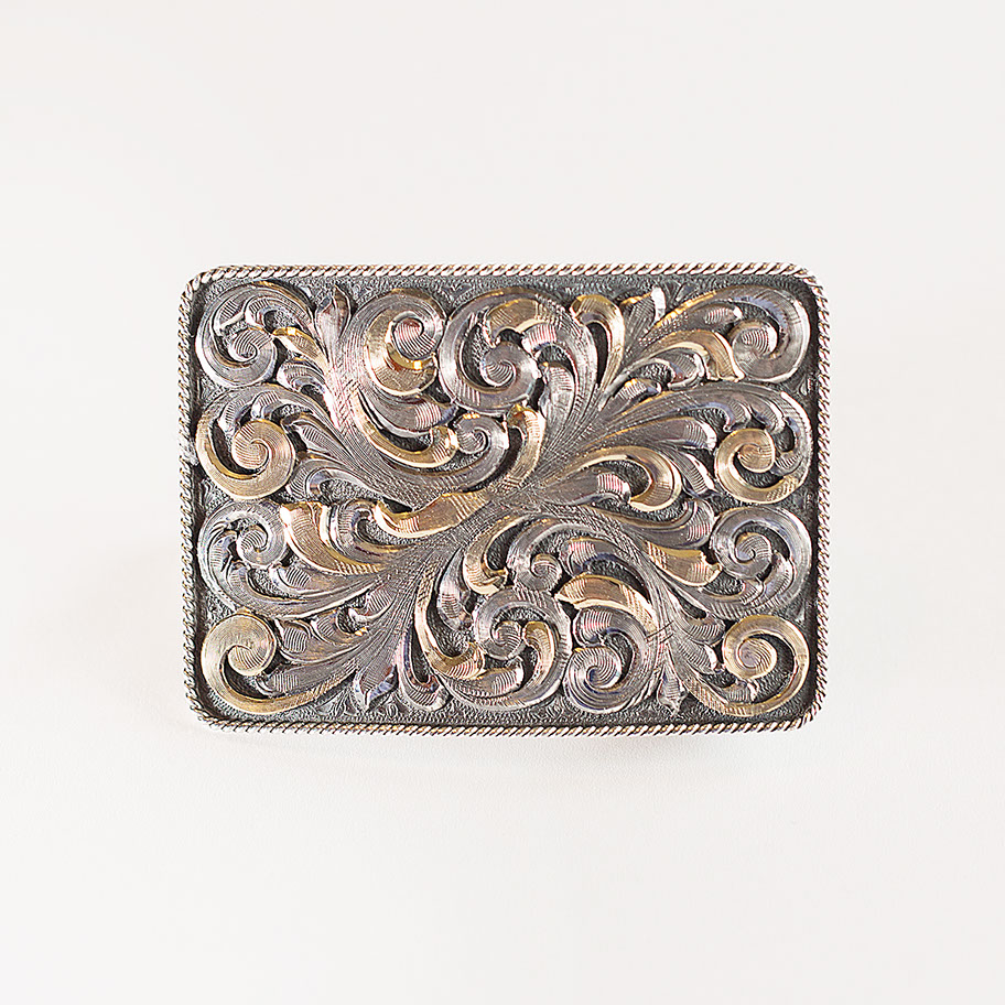 Hand-engraved sterling silver buckle 1