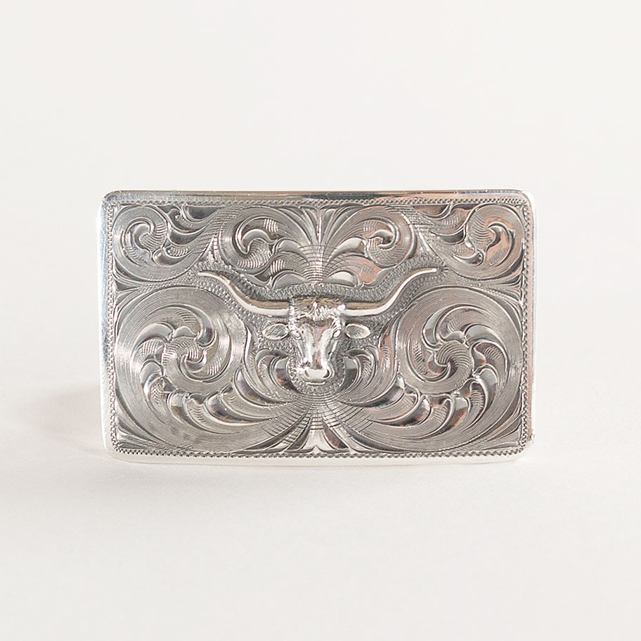 Hand-engraved sterling silver buckle 10