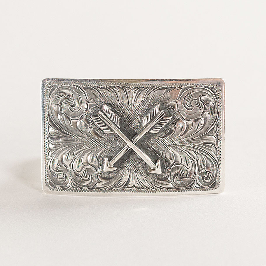 Hand-engraved sterling silver buckle 11