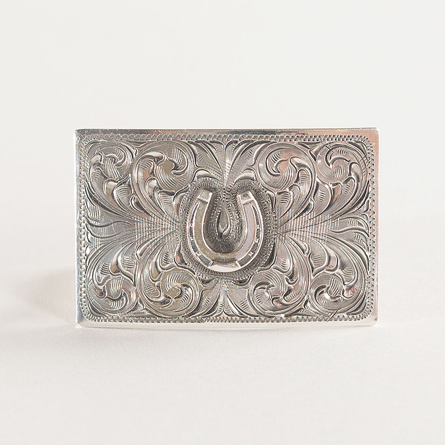 Hand-engraved sterling silver buckle 12