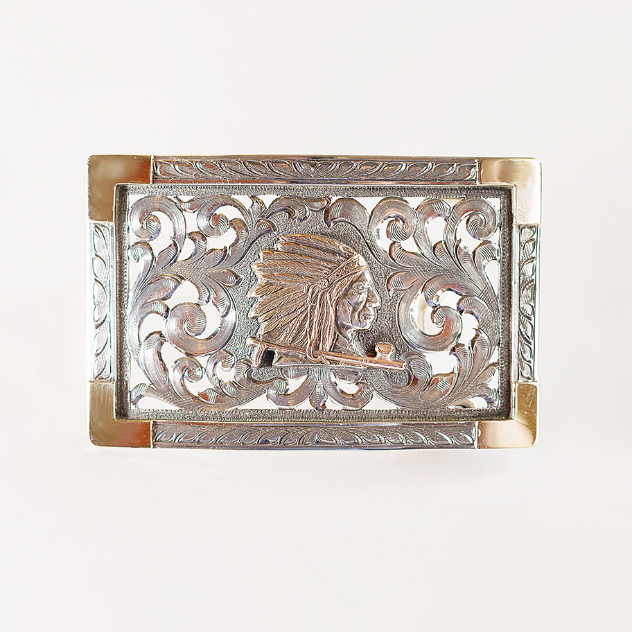 Hand-engraved silver buckles
