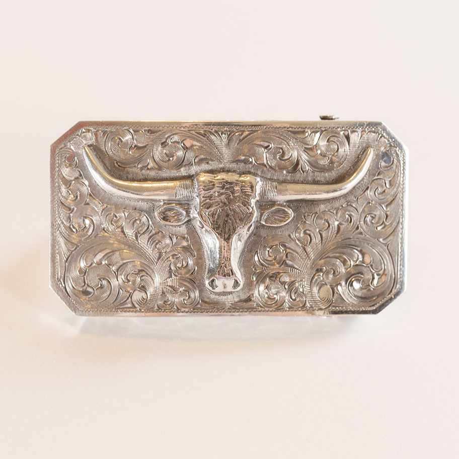 Hand-engraved sterling silver buckle 4