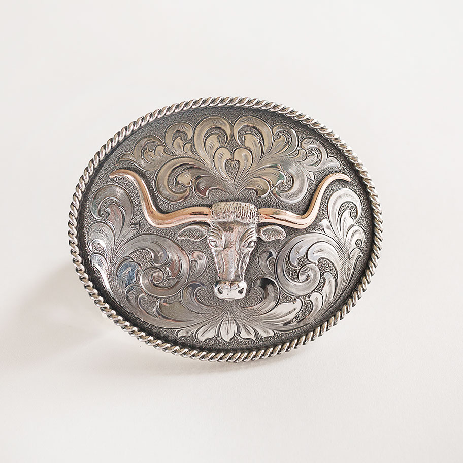 Hand-engraved sterling silver buckle 5