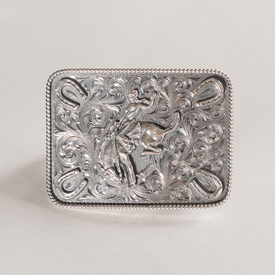 Hand-engraved sterling silver buckle 6