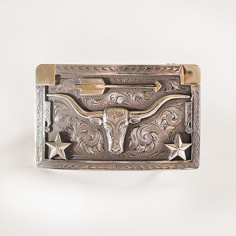 Hand-engraved sterling silver buckle 7
