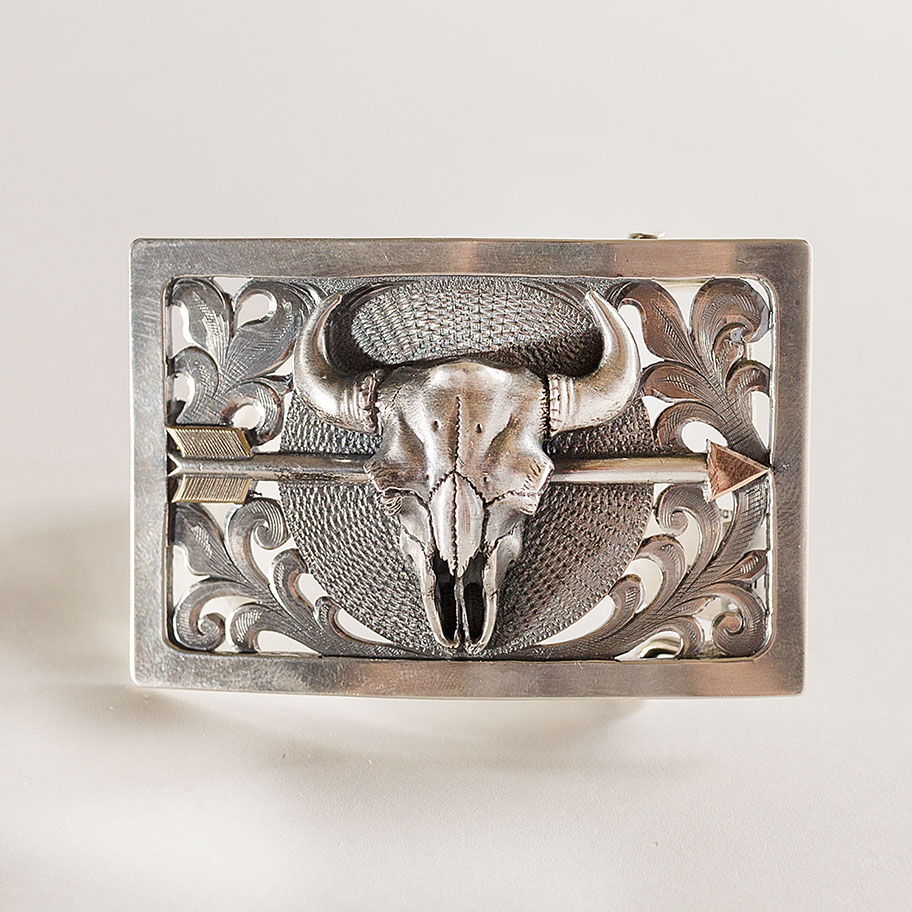 Hand-engraved sterling silver buckle 8