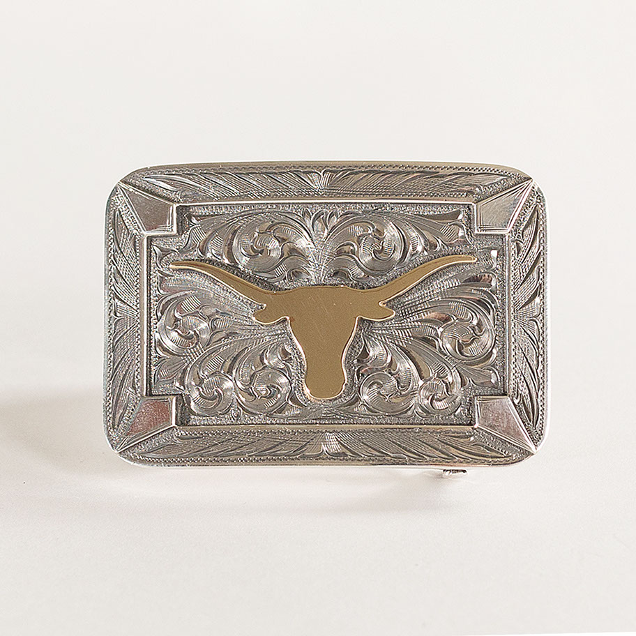 Hand-engraved sterling silver buckle 9